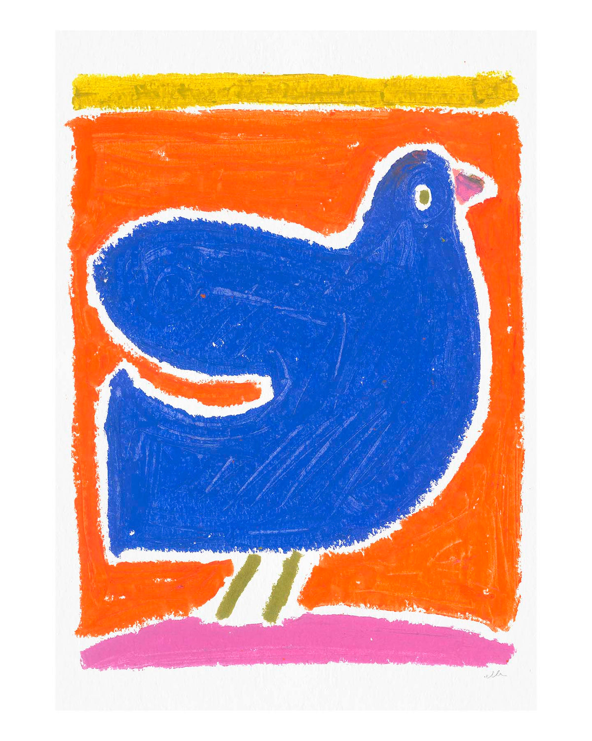 Het werk van Ella "Vogel" met witte rand